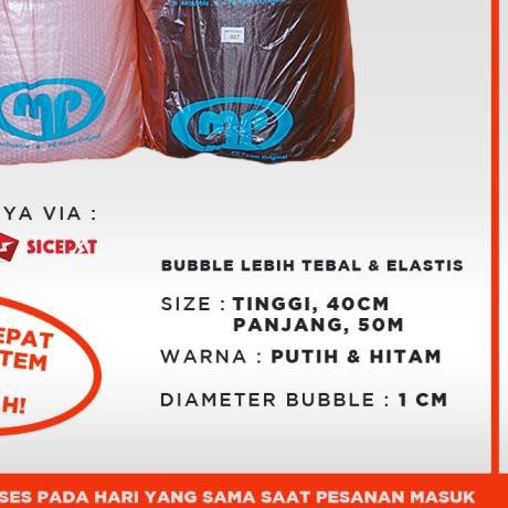 

✶ BUBBLE WRAP ROLL 40CM X 50 METER HITAM PUTIH BUBLE WRAP MULIAPACK - MP ORG 40 Putih ✻