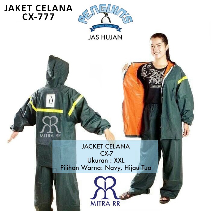 MitraRR Jas Hujan Poncho Lengan Penguins LGX 777 Big Size Rain Coat Tebal Ponco Motor