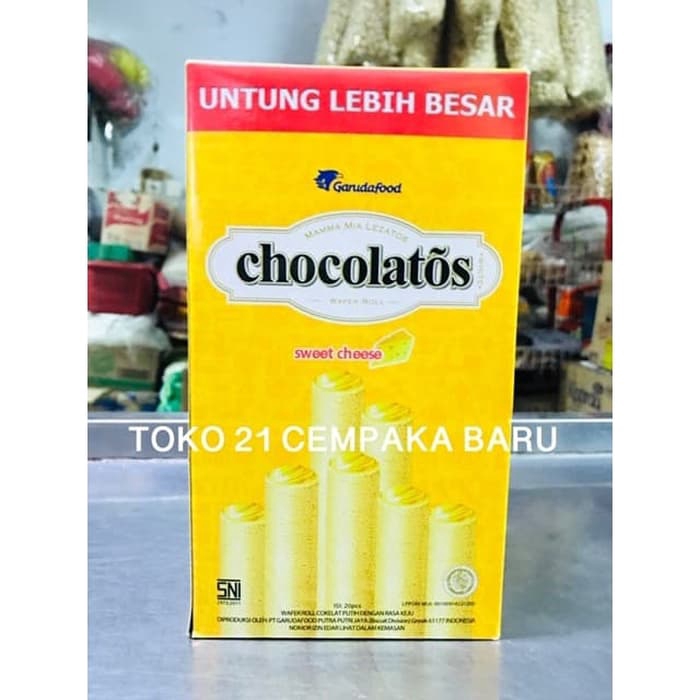 

Chocolatos Wafer Roll Rasa SWEET CHEESE 1 BOX isi 20 PCS | Chocolatos Keju