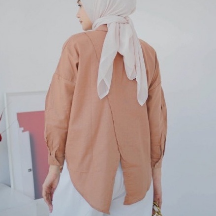 Kemeja Linen Nelka Shirt / Kemeja Wanita Oversize / Atasan Wanita Modern terbaru