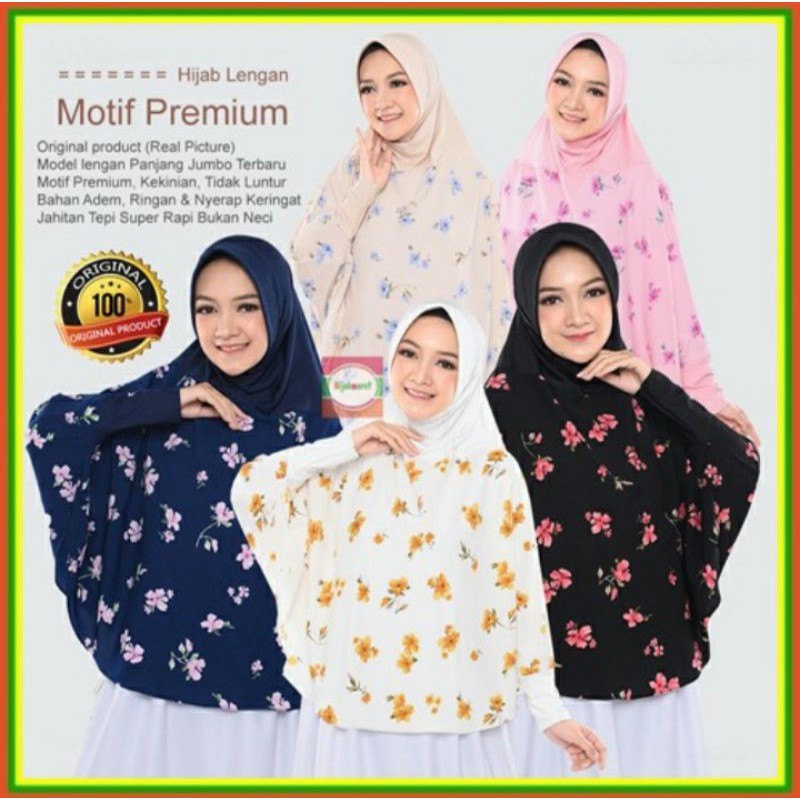 Hijab Bergo Tangan Panjang Syar'i Motif Premium.