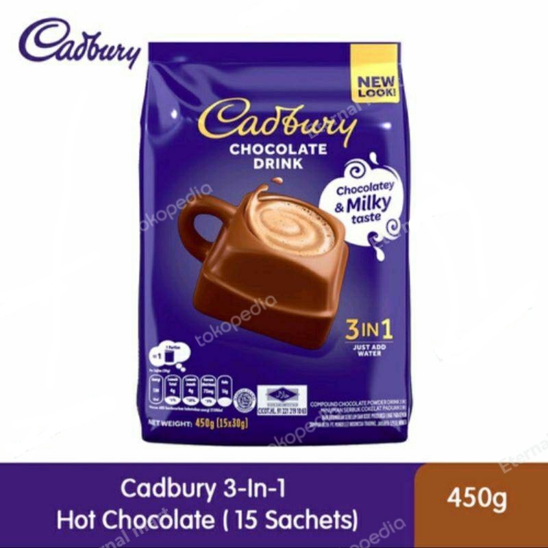 

Cadbury Chocolate Drink 3 in 1 / Minuman Serbuk Coklat Instant 450 g (15 's @ 30g)