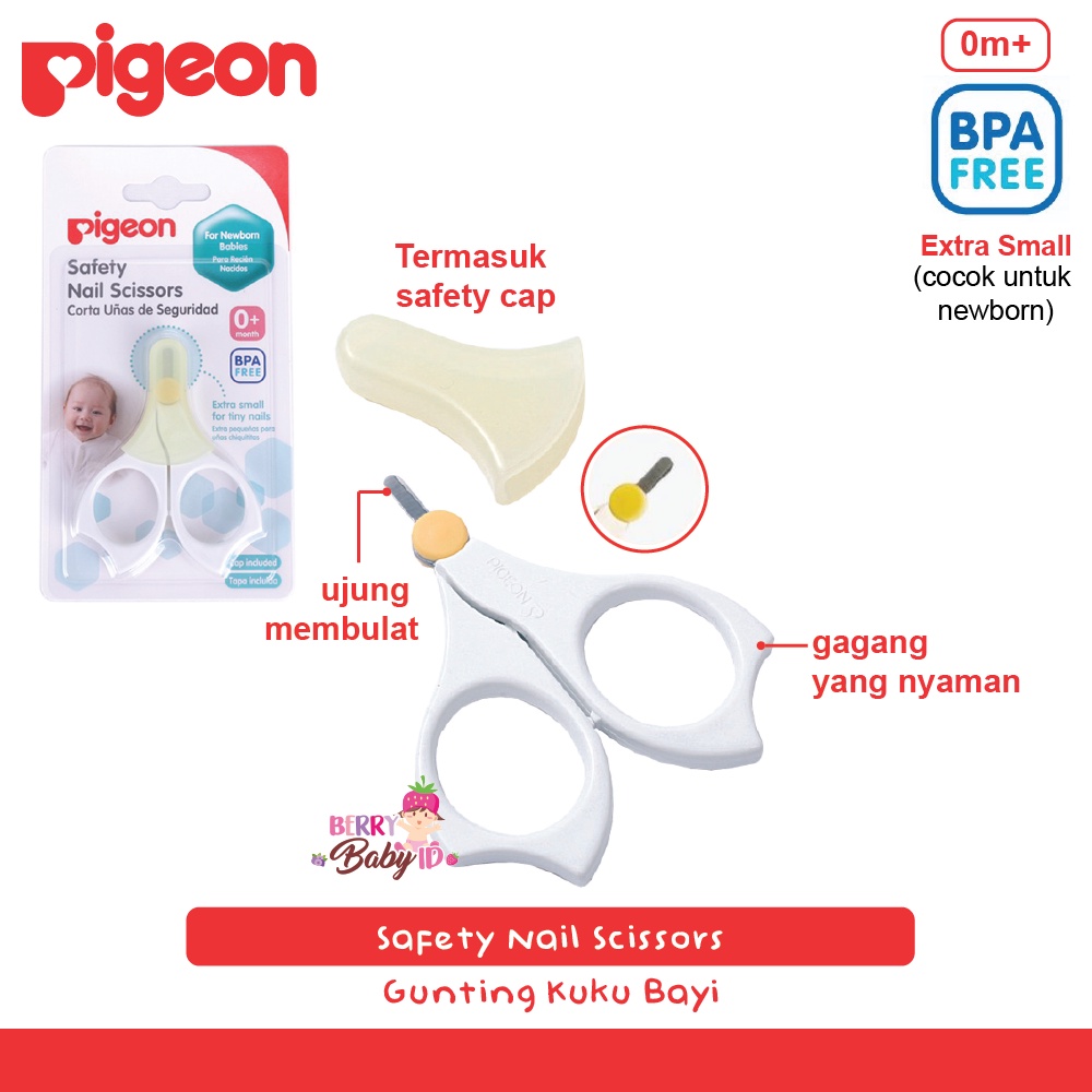 Pigeon Safety Nail Scissors Gunting Kuku Bayi Nail Clipper 0m+ 3m+ Berry Mart