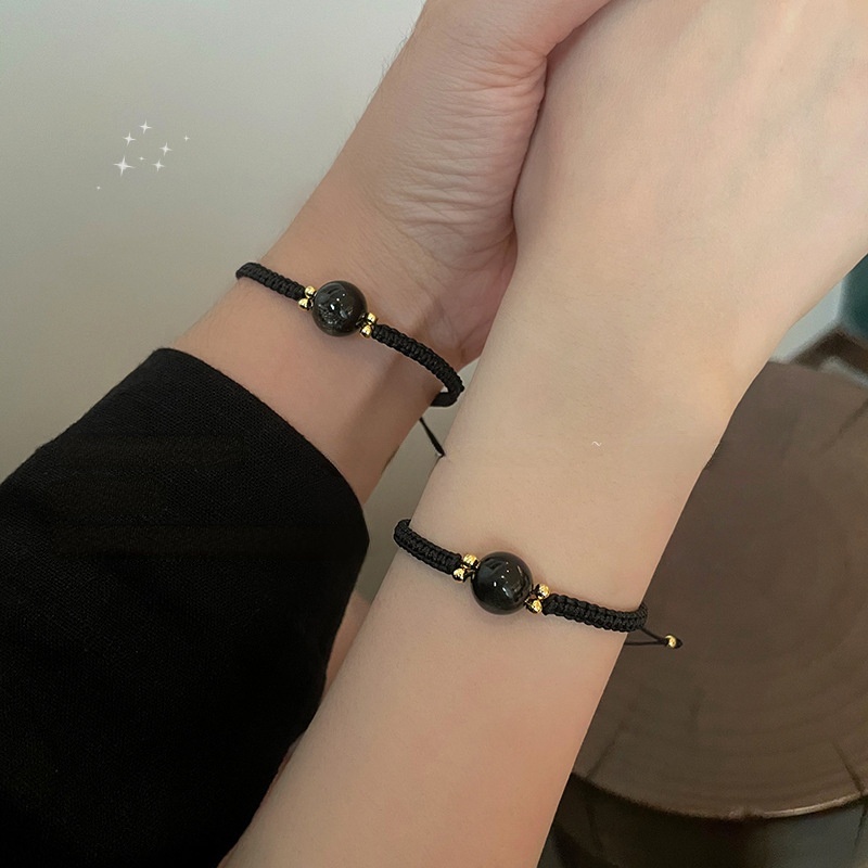 Gelang Tali Kepang Warna Hitam Gaya Harajuku