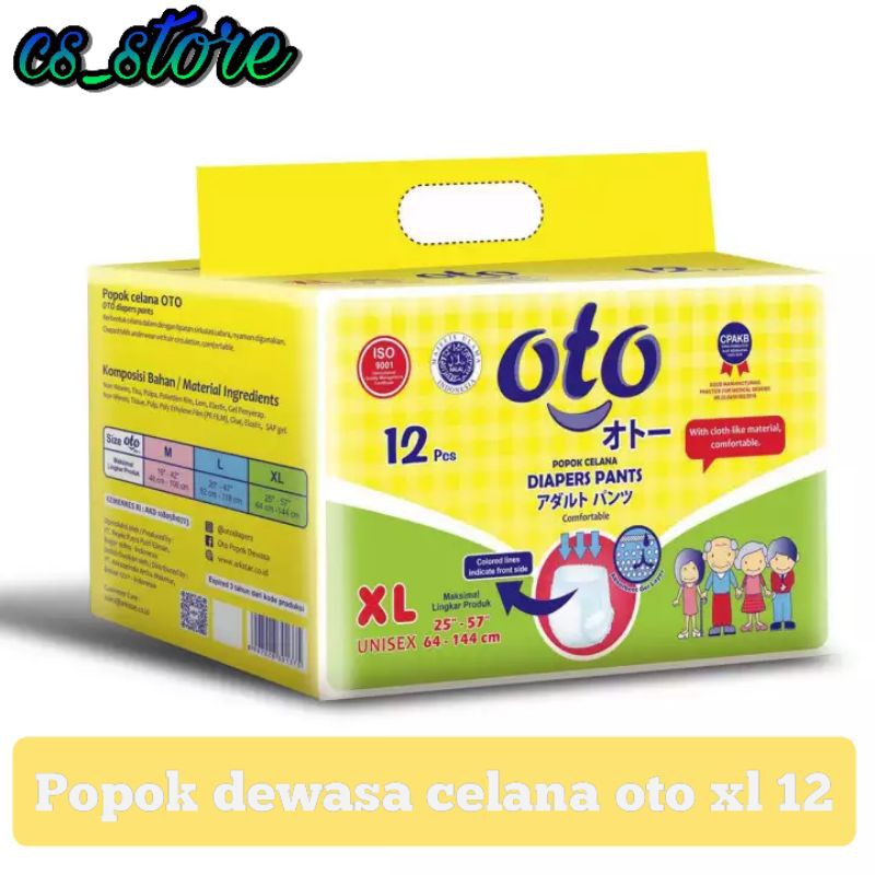 Popok Celana Dewasa Oto XL isi 12 | Diapers Pants