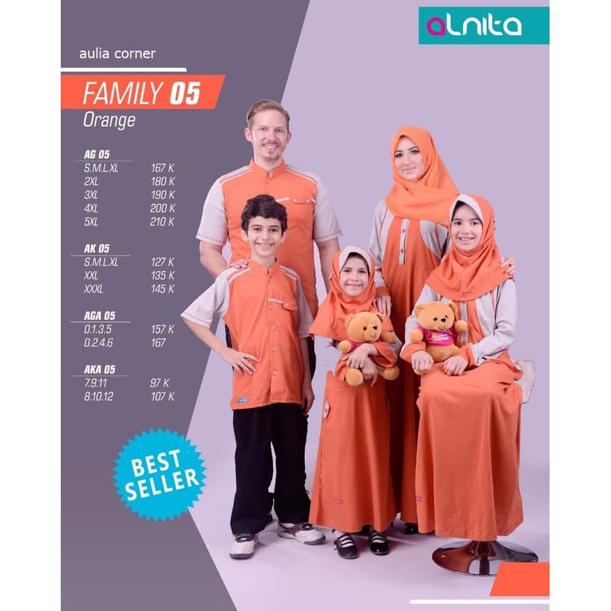 Baju Sarimbit Keluarga - Alnita 05 Orange - Jual Baju Seragam Keluarga Original