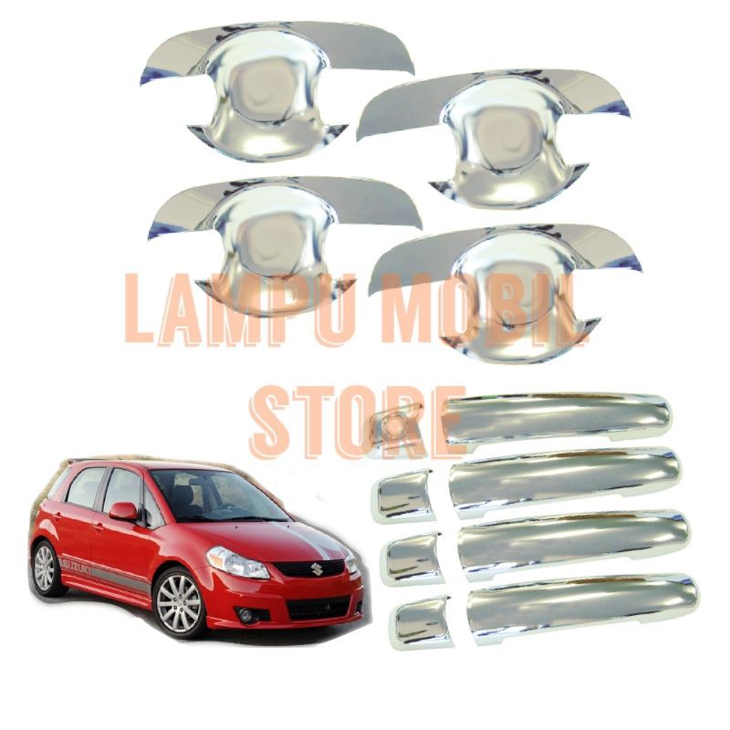 Paket Aksesoris Door Handle Cover Handel Pintu dan Outer Chrome Suzuki SX-4 SX4 & Neo Baleno