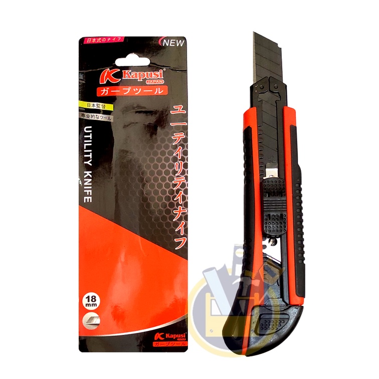 KAPUSI K8747 Pisau Cutter Fiber 18 mm + 3 Mata Pisau / Cutter Fiber Gagang Karet Besar Cuter Kater Utility Knife 18mm