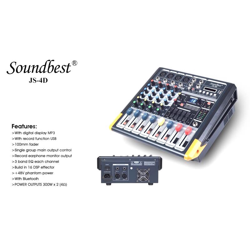 Power Mixer Soundbest JS 4 D Original Soundbest JS 4D - 4 Channel Bluetooth (BISA COD)