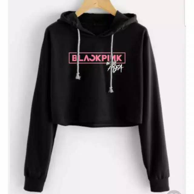 Alvaro17outlet SWEATER CROP TOPI BLACKPINK WARNA HITAM