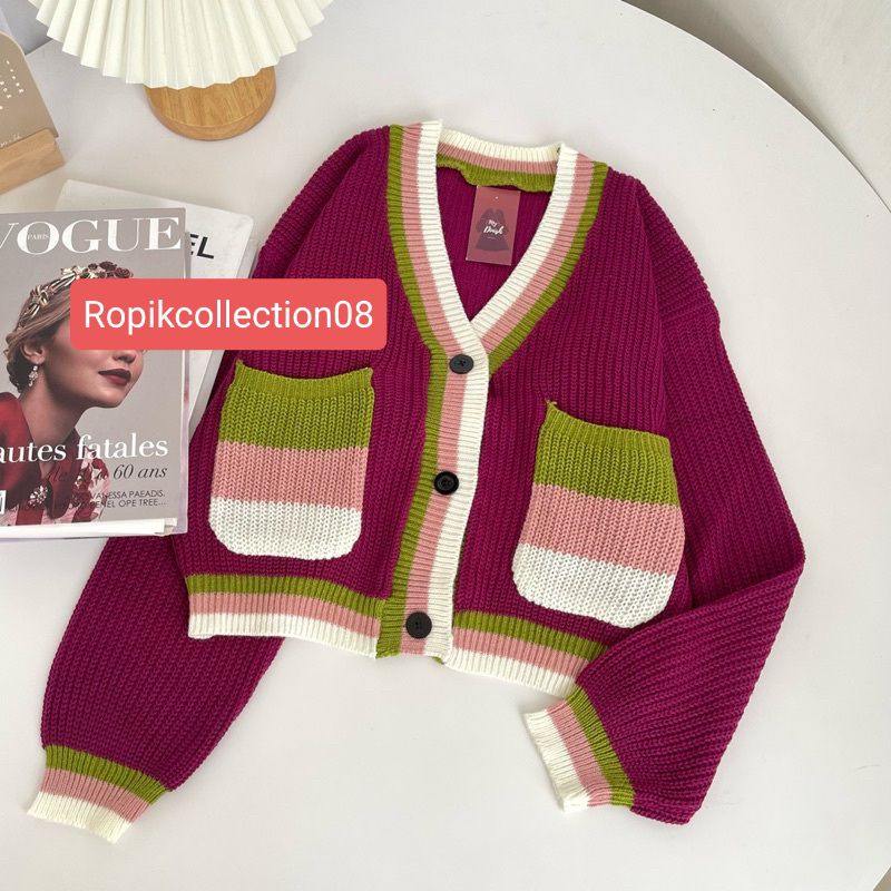 Alma Pocket Cardi+Kancing Cardigan Terbaru 7get Tebal