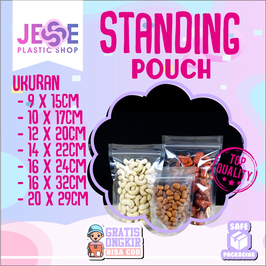 Plastik Klip Ziplock Makanan / Plastik Ziplock Standing Makanan / Plastik Pouch Ziplock Standing / S