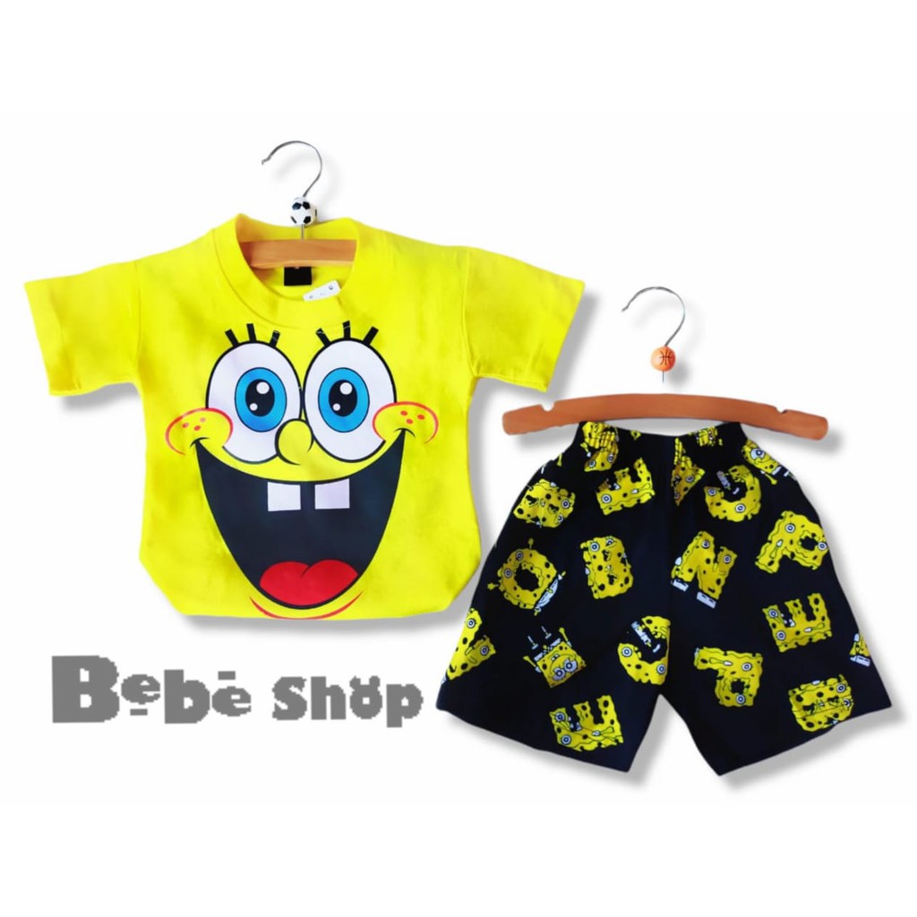 Setelan Baju Anak Karakter Spongebob Usia 0 Sampai 10 Tahun