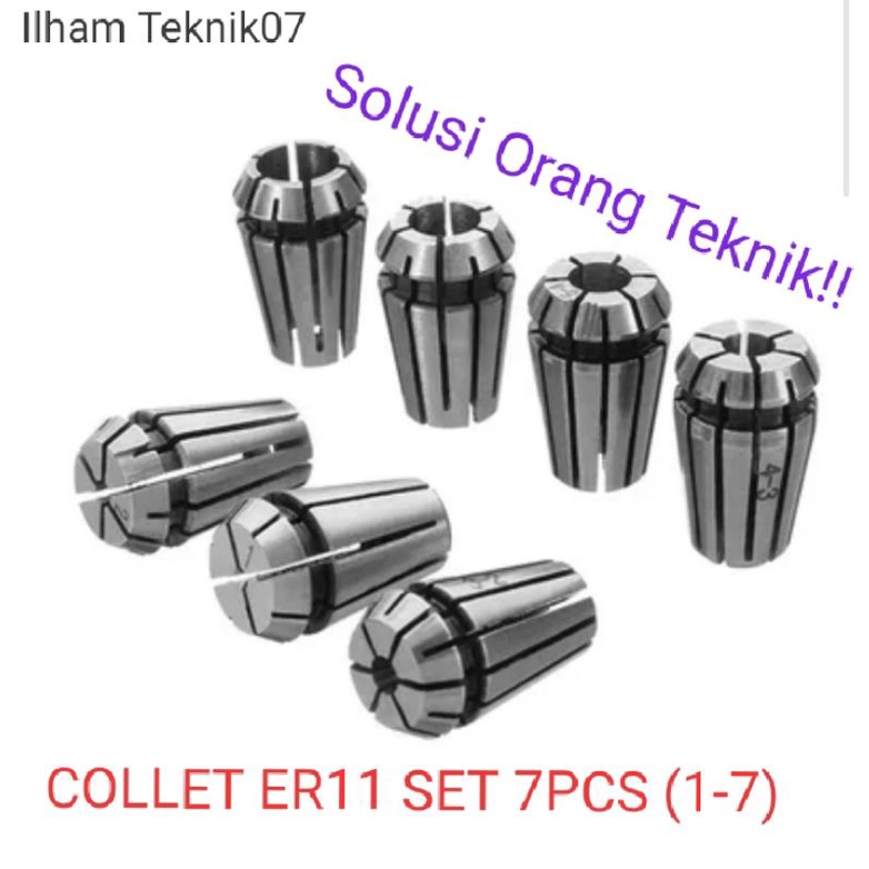 collet. penjepit bor. endmill. collet er11 set 7pcs 1mm-7mm
