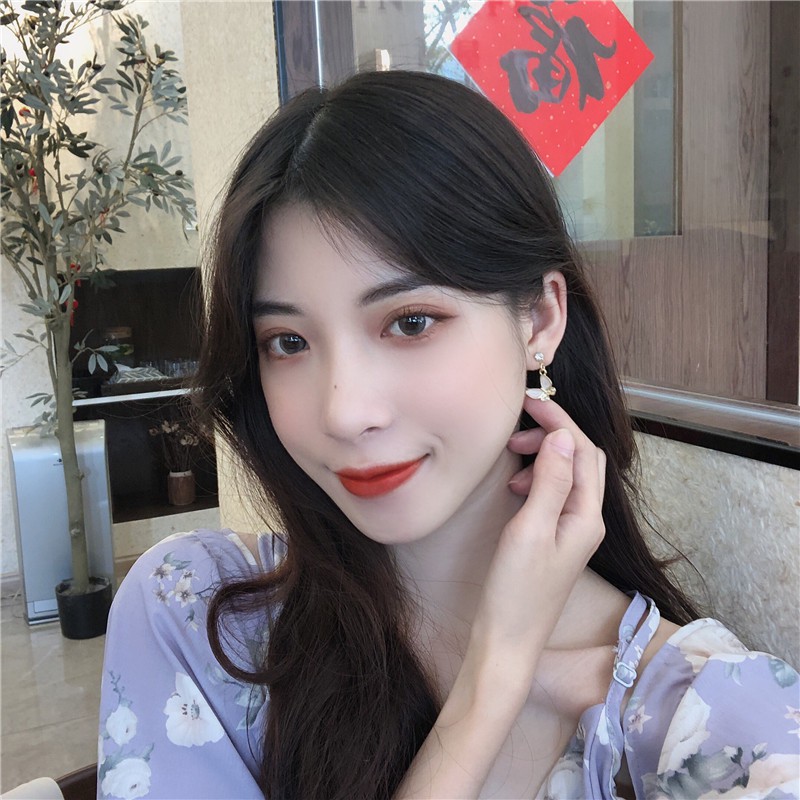 S925 Anting Kupu-Kupu Perak Korea Seperti Anting Berlian Elegan