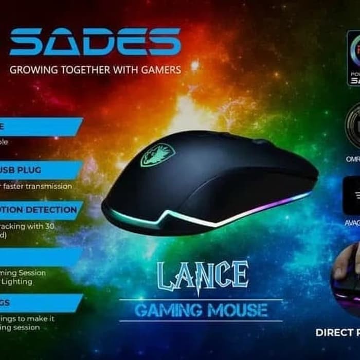 Sades Lance Gaming Mouse Gold Plated Usb