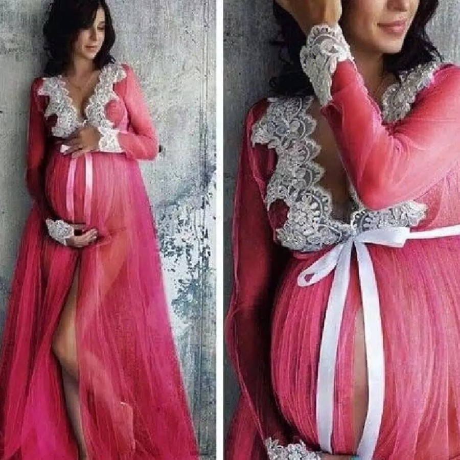 SCS Maxi Long Gown Import Lingerie Hamil Prop Cloth Sexy Maternity Dress