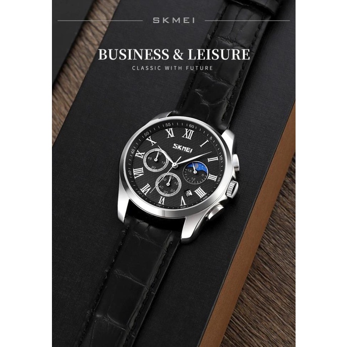 SKMEI 9260 Original Jam Tangan Pria Chrono Chronograph Kulit
