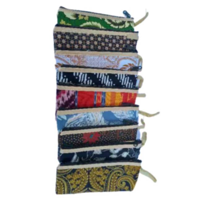 

(BISA COD) SATU SET TEMPAT PENSIL BATIK ISI 10 PCS 20x10 cm DOMPET KOIN KOSMETIK SOUVENIR PERNIKAHAN