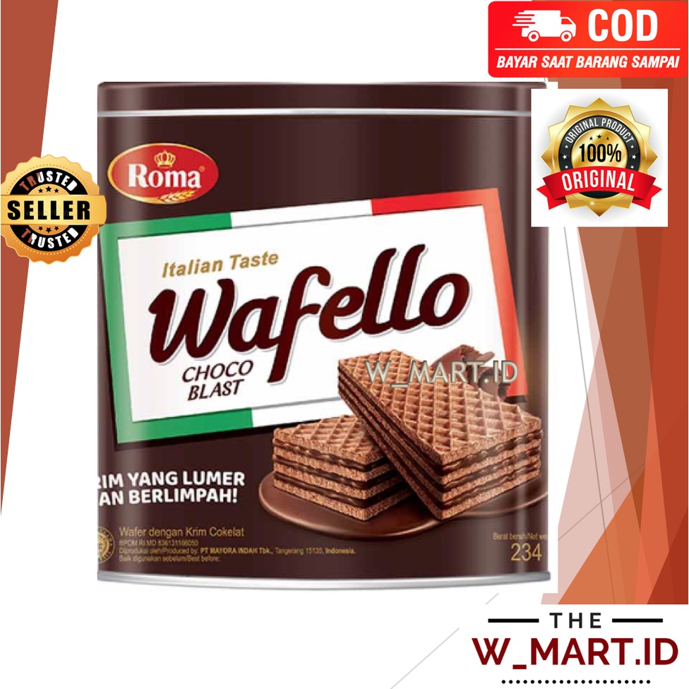 

ROMA WAFELLO WAFER CHOCO BLAST COKLAT KALENG 234 GR