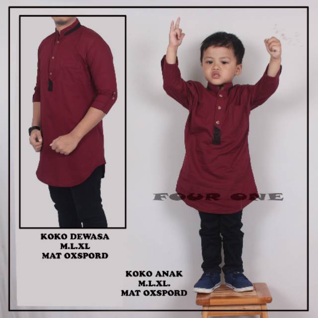 NEW COUPLE KOKO  FOUR ONE ANAK DAN  DEWASA WARNA MAROON NAVY 