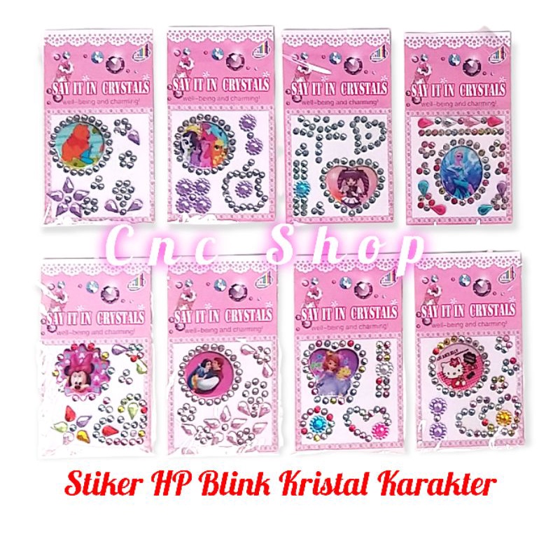 Stiker HP Kristal Blink Blink Karakter Sticker Mini Mousee HK Frozen Mainan Anak Lucu Murah