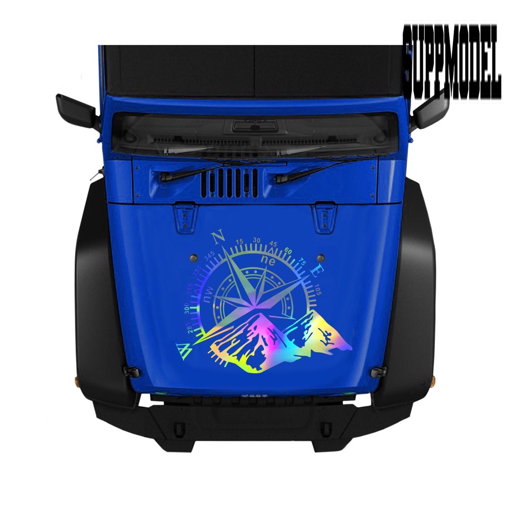 Stiker Vinyl Motif Gambar Gunung / Pohon / Kompas Untuk Dekorasi Mobil