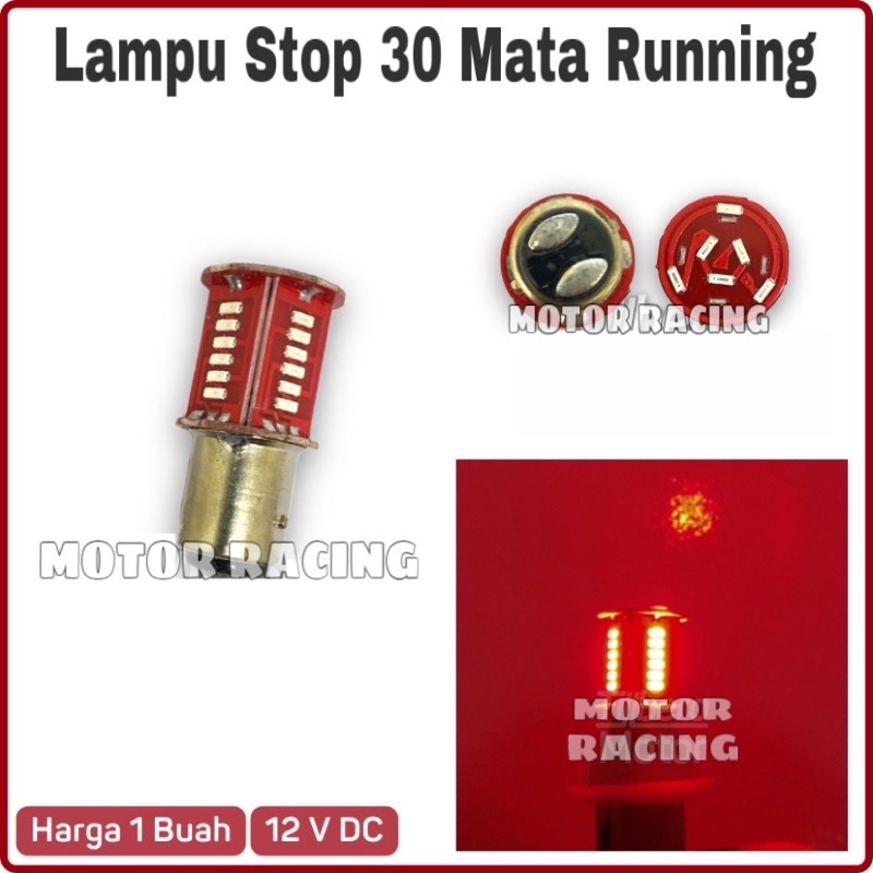 Lampu LED Rem Stop Bayonet 30 mata Strobo Kedip Mobil Motor Kaki 2 DC-12v new running