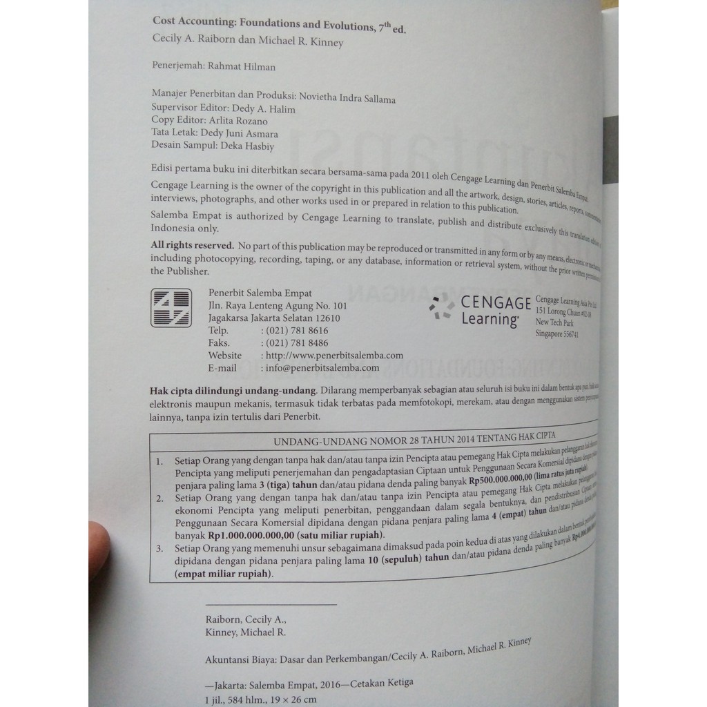 Original Buku Dasar Dan Perkembangan Akuntansi Biaya Buku 1 Edisi 7 Cecily A Salemba Empat Shopee Indonesia