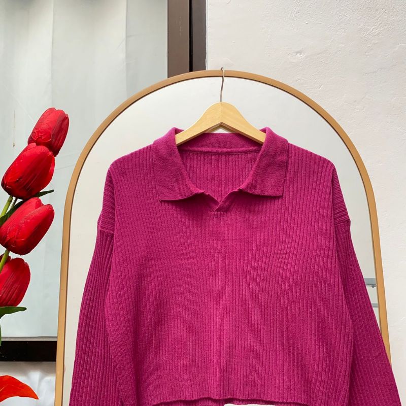 Sweater Rajut Kerah Polo