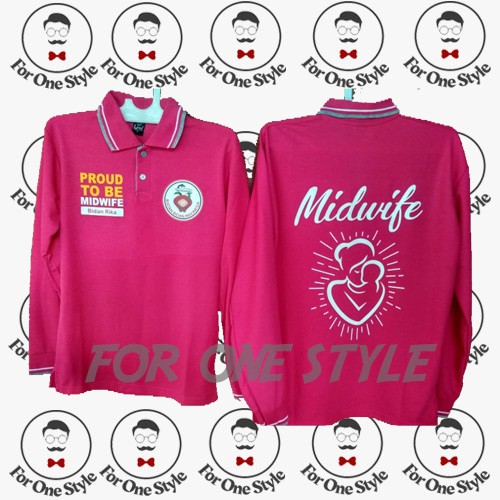 Kaos Bidan Polo Berkerah boleh Request Desain - POLOSHIRT PANJANG BIDAN - KAOS POLO PANJANG