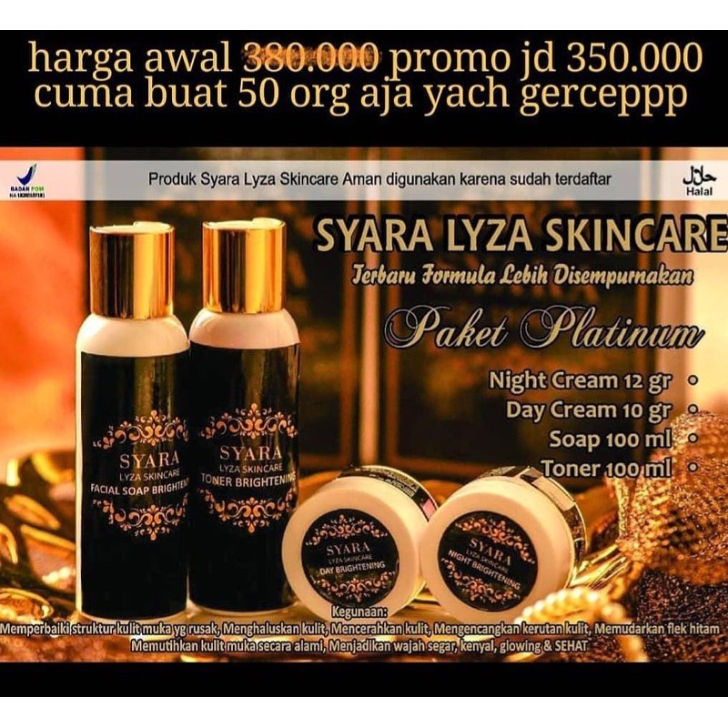 PAKET PLATINUM , syara lyza skincare