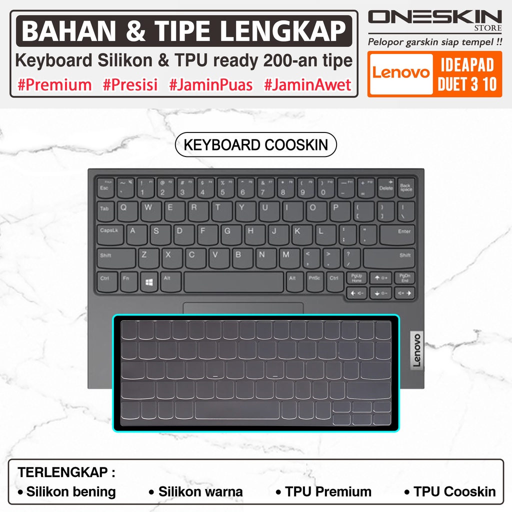 Garskin Laptop Keyboard Screen Protector Lenovo D330-10 Duet 3 3i-10 Flex 3 3i-11 Gambar Full Body Silikon Bening Glossy Doff Anti Blueray Minyak