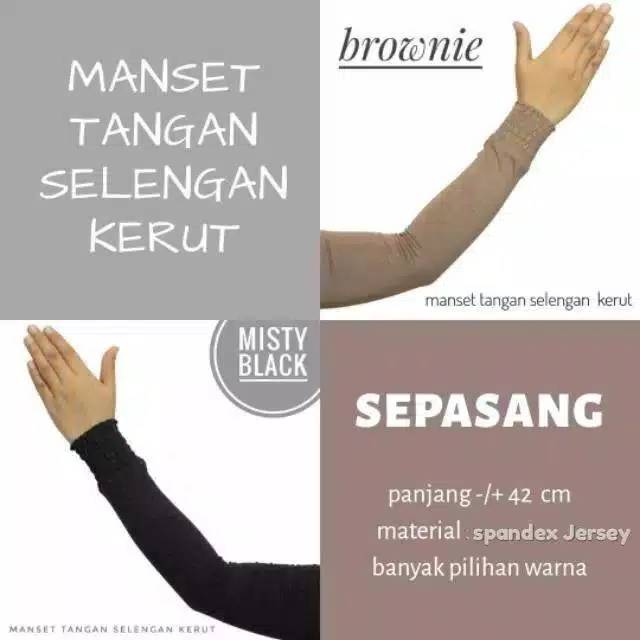 Manset tangan kerut polos/combi.handsock kerut