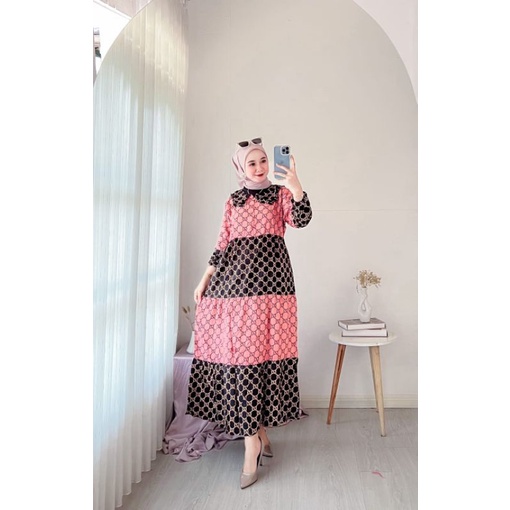 MIDI DRESS  TERBARU // MIDI DRESS KEKINIAN // MIDI DRESS RAYON PREMIUM | LEBAR DADA 110 CM