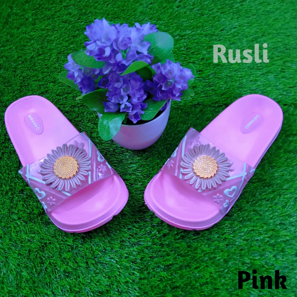 (COD) Sandal Kokop Karet Anak Motif Bunga Matahari Shevano 155