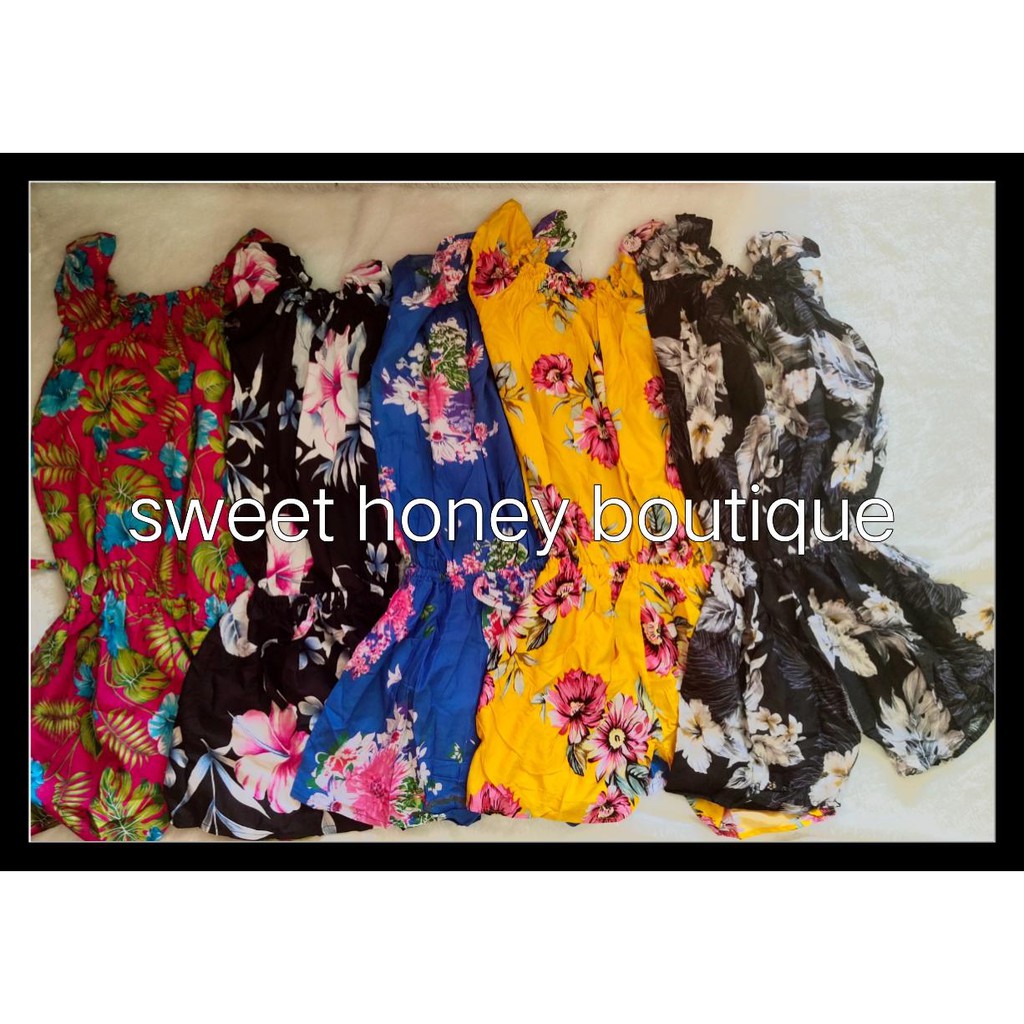 Grosir Jumpsuit Bali Sabrina BCL Wanita Pendek Jamsut Bali Motif Etnik dan Flower Bunga