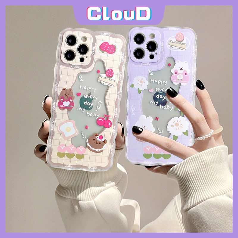 Soft Case Bahan TPU Desain Beruang Kelinci Untuk iPhone X XR XS Max 7 8 plus 11 12 13 Pro Max 6 6s plus SE 2020