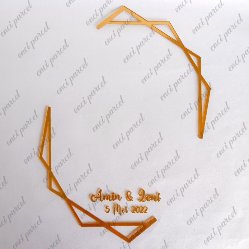 garis dekorasi mahar model A akrilik gold silver hitam putih triplek MDF