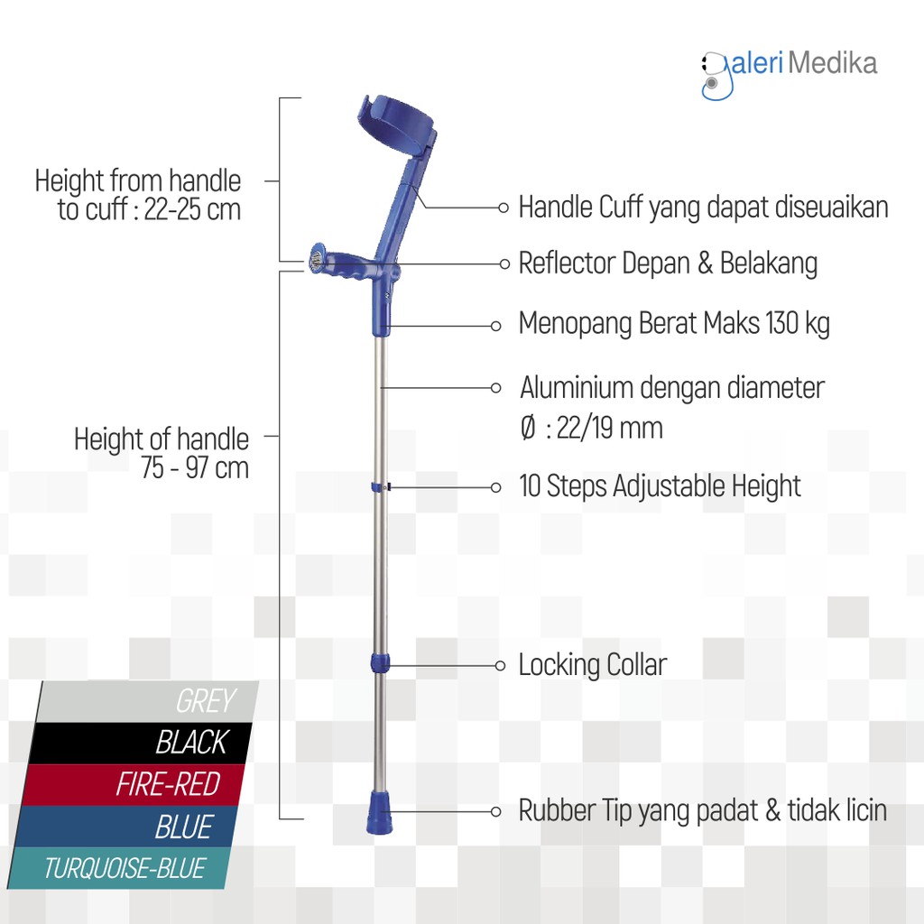 Tongkat Siku  / Tongkat Elbow Rebotec Safe-In Erg 116 - Tongkat Bantu Jalan