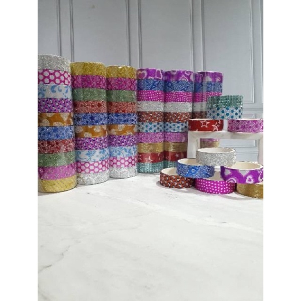 

Washi Tape Metalik Gliter Random // Selotip // Isolasi dekorasi