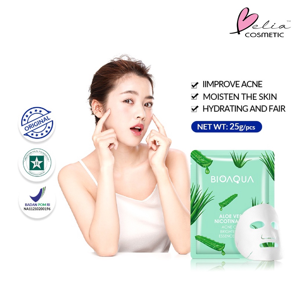 ❤ BELIA ❤ BIOAQUA Sheet Mask Master Series Plant | Flowers | Fruit | Eye Mask | Facial Mask Brightening Glowing Moisturizing Skin Care | Hydrating Essence Face Mask Brightening Anti Acne Jerawat | Honey Vitamin C Masker Wajah Muka Pelembab Kulit Cosmetics-BA S_Mask Aloe Vera