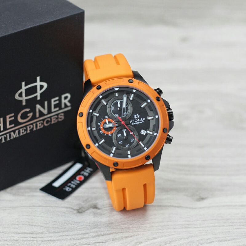Jam tangan Pria Hegner 440 tali rubber chrono aktif original