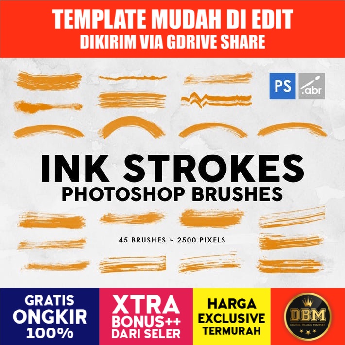 45 Ink Strokes - Photoshop Stamp Brushes