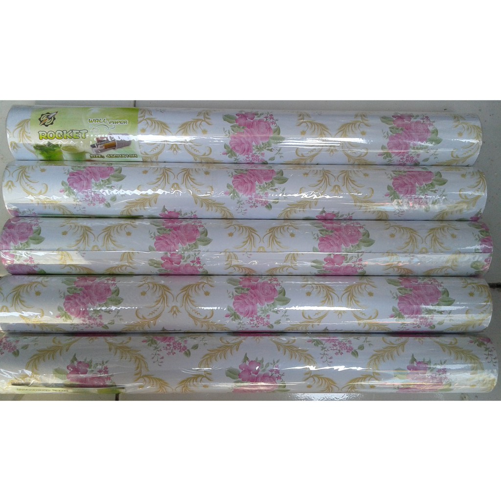 Wallpaper Dinding 45cm x 10m Motif Bunga
