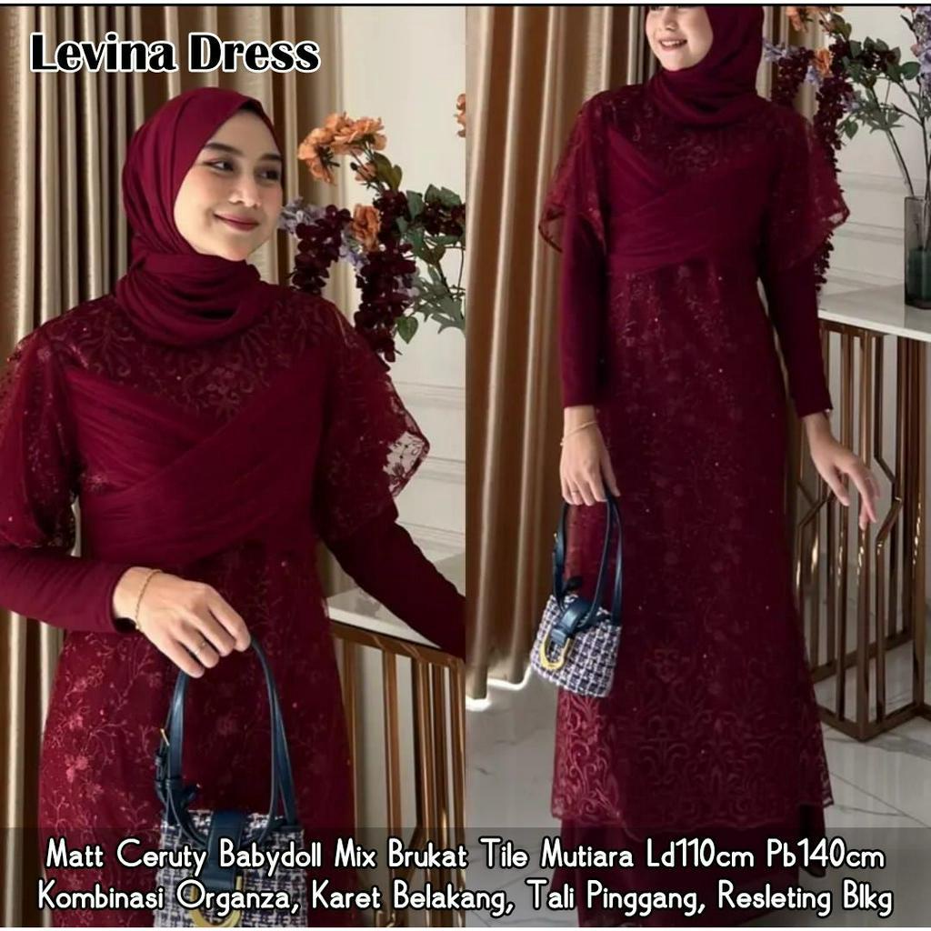 LEVINA DRESS BRUKAT MUTIARA TULE