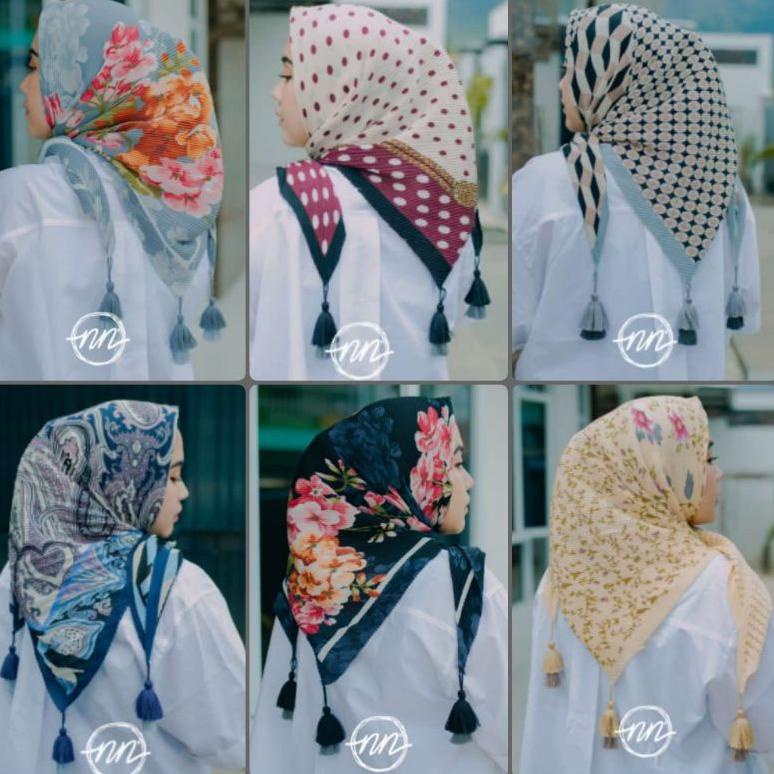 [LKR.19My22ᴹ] Segiempat tasel plisket ori NN segi empat kekinian segi4 plisket motif segiempat jambu