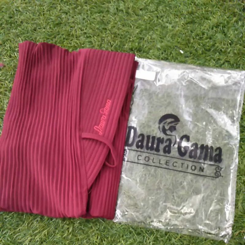 Jilbab Instan Hijab Bergo Jersey Balerina Pad Tali Plisket Lidi FULL ori DauraGama-Maroon