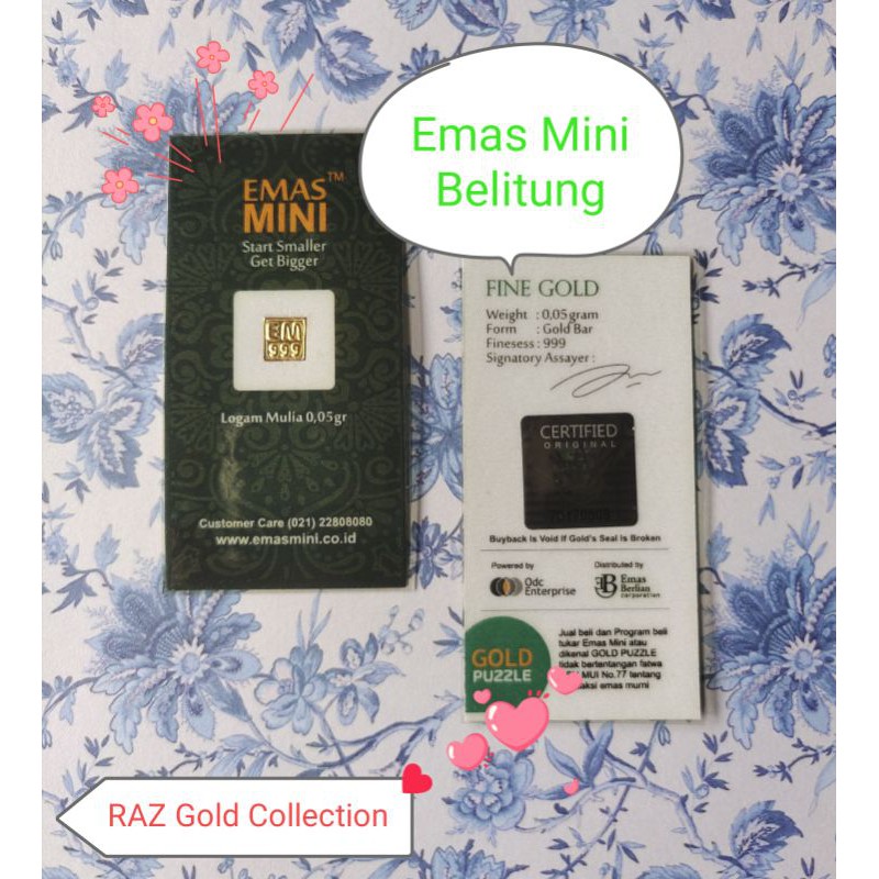 Emas Mini / Emas Antam ukuran 0.05 gr