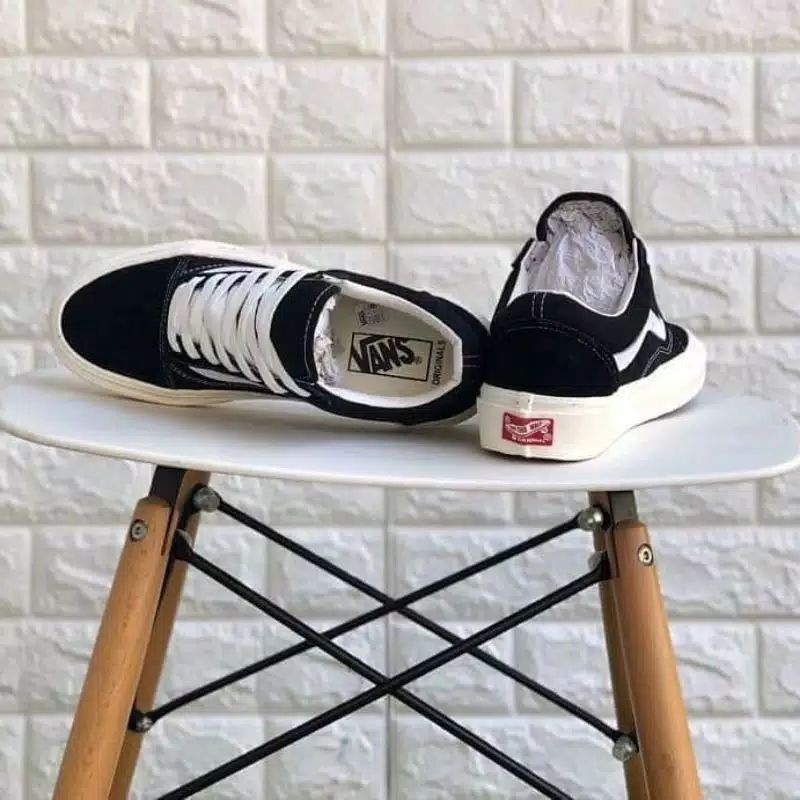 COD SEPATU VANS OLSDKOOL OG BLACK & WHITE waffle premium-3
